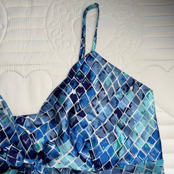 Vintage 1990s Victorias Secret Pink Heart Mosaic Reptile Blue Slip Nightie Large - Picture 9 of 11